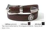 Black Teju Lizard Leather Belt with Emblems - Collegiate Series