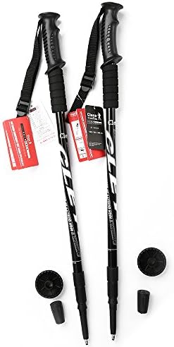 Anke 2 Pack Trekking Poles Telescoping Hiking Climbing Stick Senior Walking Balance Trails, Black