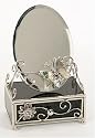 Juliana Wire, Glitter Black Glass Butterfly and Flowers Oblong Mirror Box