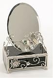 Juliana Wire, Glitter Black Glass Butterfly and Flowers Oblong Mirror Box