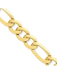 10mm, 14 Karat Yellow Gold, Flat Figaro Chain - 24 inch