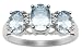 10k White Gold Aquamarine 3-Stone Ring - Size 7