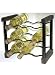 Solid Wood & Black Metal 9 Bottle Contemporary Wine Rack