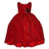 Christmas Party Dress - Red Rose Taffeta Dress Sequins Embroidery (Size 2 - 12) NEW