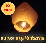 Super Sky Lanterns TM (Chinese Glowing Sky Lanterns) - 10 Pack