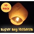 Super Sky Lanterns TM (Chinese Glowing Sky Lanterns) - 10 Pack