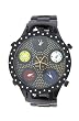 Geneva Elite #2807B Men's Jumbo 5 Time Zone Iced Out Watch