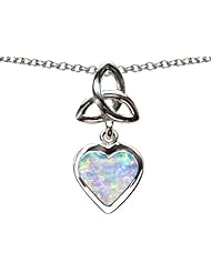 Celtic Love by Kelly (tm) Love Knot Pendant with Heart 9mm Created Opal in 925 Sterling Silver