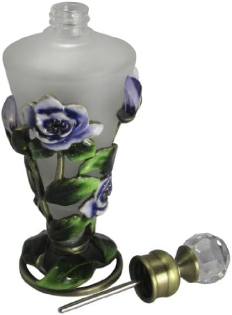 Gorgeous Decorative Empty Perfume Bottle Glass and Enamel Floral Motif Pb778