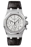 Audemars Piguet Royal Oak Mens Silver Dial Black Strap 18K White Gold Automatic Chronograph Watch 26022BC.OO.D002CR.01