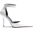 Women's Sexy D'Orsay Pump Shoe 4 Inch Heel Pointed Toe Pump With Ankle Strap Black Red White