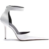 Women's Sexy D'Orsay Pump Shoe 4 Inch Heel Pointed Toe Pump With Ankle Strap Black Red White