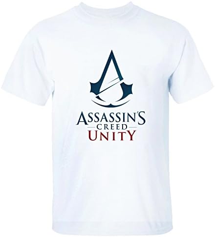SKNO Men's Assassin's Creed Unity logo ComfortSoft Round Neck T-Shirt white S