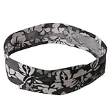 Pleated Fabric Print Hat Band - T Hawaiian Flower Grey W12S19D