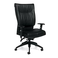 Leather High Back Executive Chair Black Leather/Black Frame