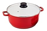 Vinaroz Die Cast Aluminum with Ceramic Coating 28-Cm, 6.8-Quart Casserole with Lid and Vent, Red