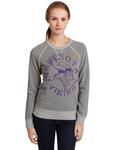 NFL Women's Minnesota Vikings Heather Vintage French Terry Raglan (Grey Heather, Large)