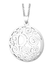 Sterling Silver "Peace" Circle Pendant Necklace , 18"