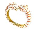 Kenneth Jay Lane White & Coral Siberian Tiger Bypass Bracelet.