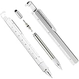 Super 7 in 1 Tech Tool Pen with Ruler, Bottle Opener, Phone Stand, Ballpoint Pen, Stylus and 2 Screw Driver, Multifunction Tool Fit for Mens Gift (Silver)