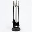 Woodfield Satin Nickel Black Five Piece Tool Set for Fireplace