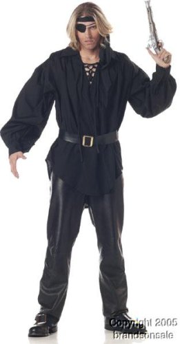 Adult Men’s Black Pirate Costume Shirt With Belt