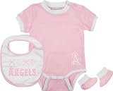 Los Angeles Angels of Anaheim Newborn/Infant Girls Pink Bib Bootie and Creeper Set