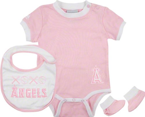 Los Angeles Angels of Anaheim Newborn/Infant Girls Pink Bib Bootie and Creeper Set
