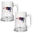 New England Patriots 2pc 15oz Glass Tankard Set- Primary Logo NFL Football