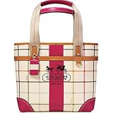 AUTHENTIC COACH HERITAGE STRIPE TATTERSALL SMALL TOTE 12219