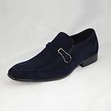 Italian Napa Calfskin Suede Shoes Mens Clever Loafers Leather Suede Shoes 736-01S Slip-On Dark Navy