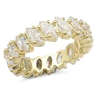 CUBIC ZIRCONIA BANDS - 14K Gold Plated All Marquise CZ Eternity Band Size 10
