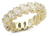 CUBIC ZIRCONIA BANDS - 14K Gold Plated All Marquise CZ Eternity Band