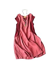 A-line Short Sleeves Cotton/Linen Summer Round Neck  Dress