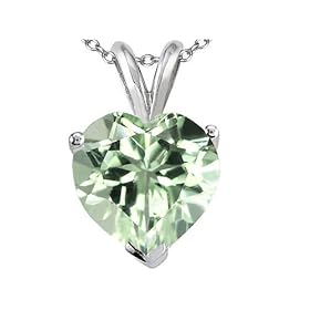 Buy 2.00 cttw Genuine Green Amethyst Heart Emerald Pendant - 14kt White Gold by Finejewelers