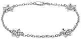 Sterling Silver Bracelet with Flower Stations, 7