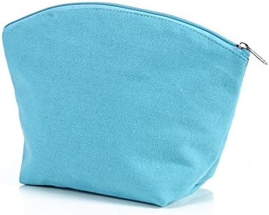 Blue Suede Blanks Jute Cosmetic Bag, Light Blue