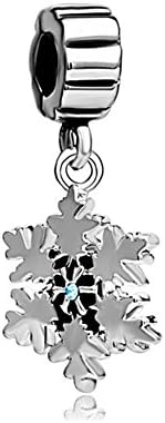 Christmas Gifts Snowflake Blue Birthstone Crystal Charm Sale Cheap Dangle Beads Fit Pandora Jewelry Bracelet