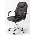 LINUS - Fauteuil de bureau - Noir - Croix de pied � 5 roulettes doubles m�tal chrom�