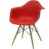 Lexington Modern Wood Pyramid Arm Chair, Red