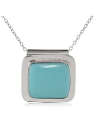 Sterling Silver Inlay Square Pendant Necklace, 18"