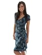 SALE Faux Wrap Dress Multi Colored print Short Sleeve axcess by Liz Claiborne Size L