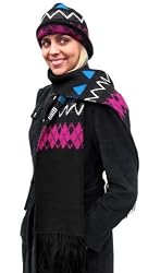 Pure Alpaca Scarf and Hat Set - Designer Black (Extra Large) [Apparel]