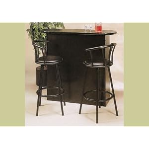 3pc Retro Style Black Bar Pub Table and 2 Stools Set by 