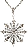 Sterling Silver Marcasite & Cubic Zirconia Snowflake  Pendant, 18