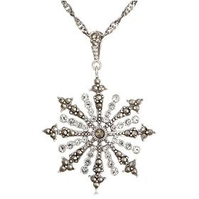 Sterling Silver Marcasite & Cubic Zirconia Snowflake Pendant Sterling Silver Marcasite & Cubic Zirconia Snowflake Pendant