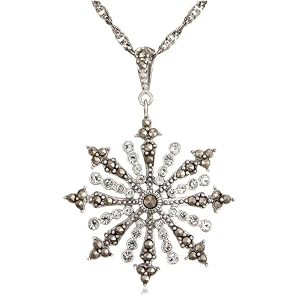 Sterling Silver Marcasite & Cubic Zirconia Snowflake Pendant, 18 Sterling Silver Marcasite & Cubic Zirconia Snowflake Pendant, 18