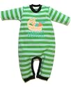 Locally Produced, Green/Aqua Stripe, Playsuit, 6-12m Fairtrade & Organic