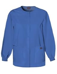Apparel: Cherokee 4350 Womens Workwear Snap Front Warm-Up Scrub Jacket Cadet Blue XX-Large