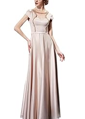 A-line Cocktail Floor Length Cap Sleeves Beaded Satin/Silk Homecoming Dress/Pageant Dress/Prom Dress/Party Dress/Wedding Dress 